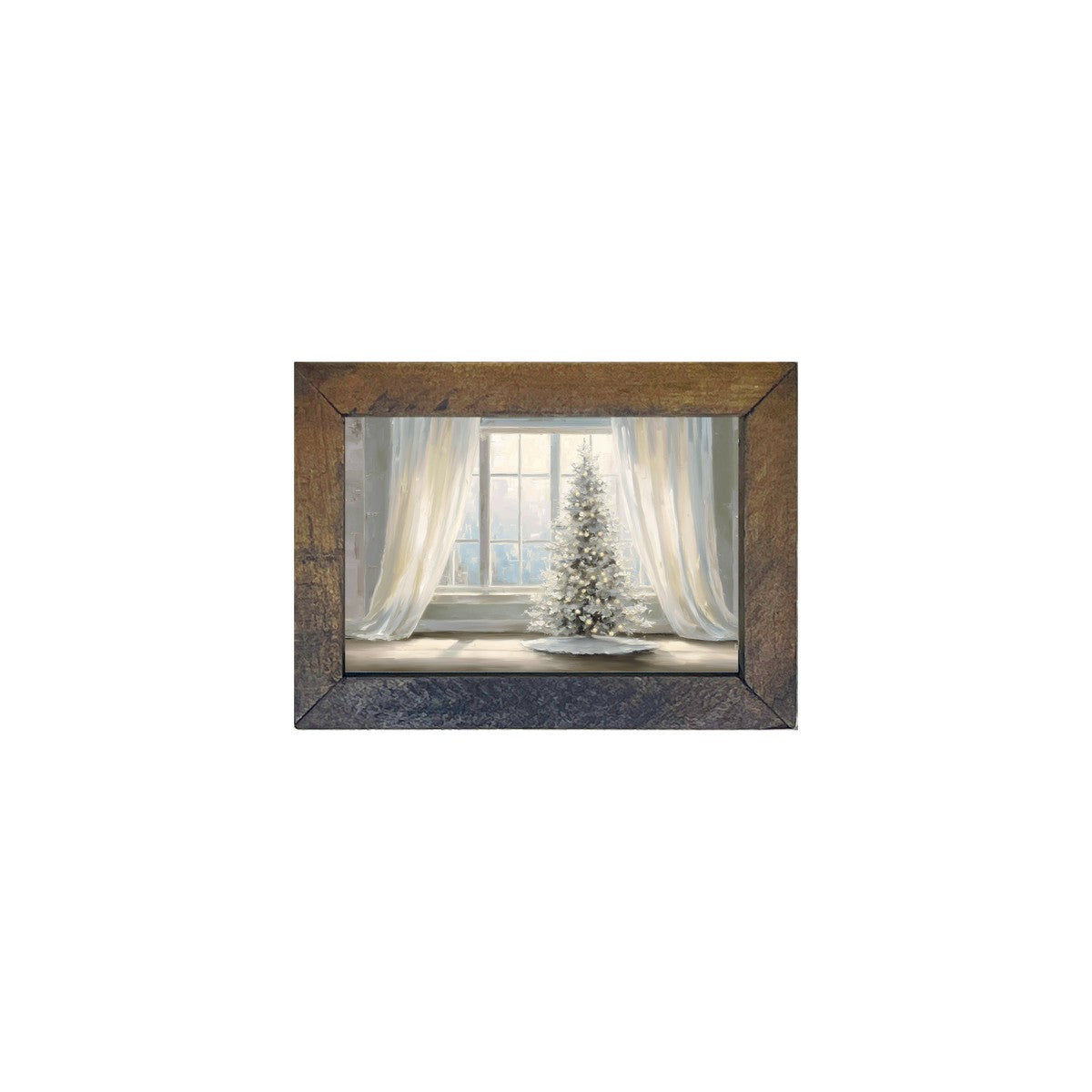 Christmas Tree with White Curtains - Horizontal Frame
