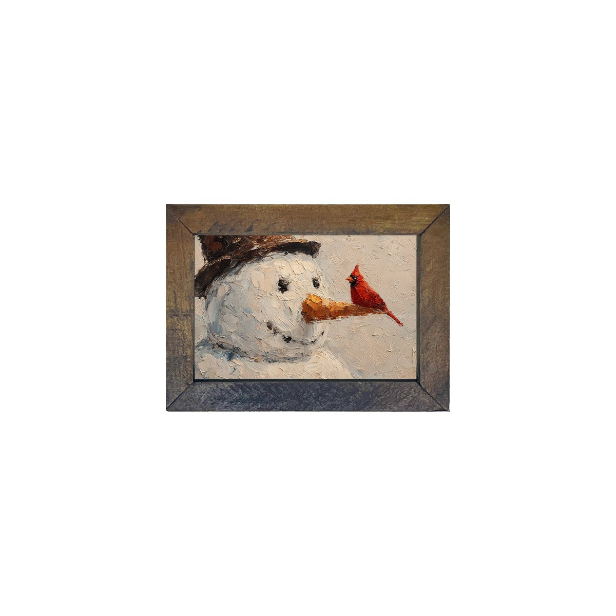 Cardinal and Snowman Together - Horizontal Frame