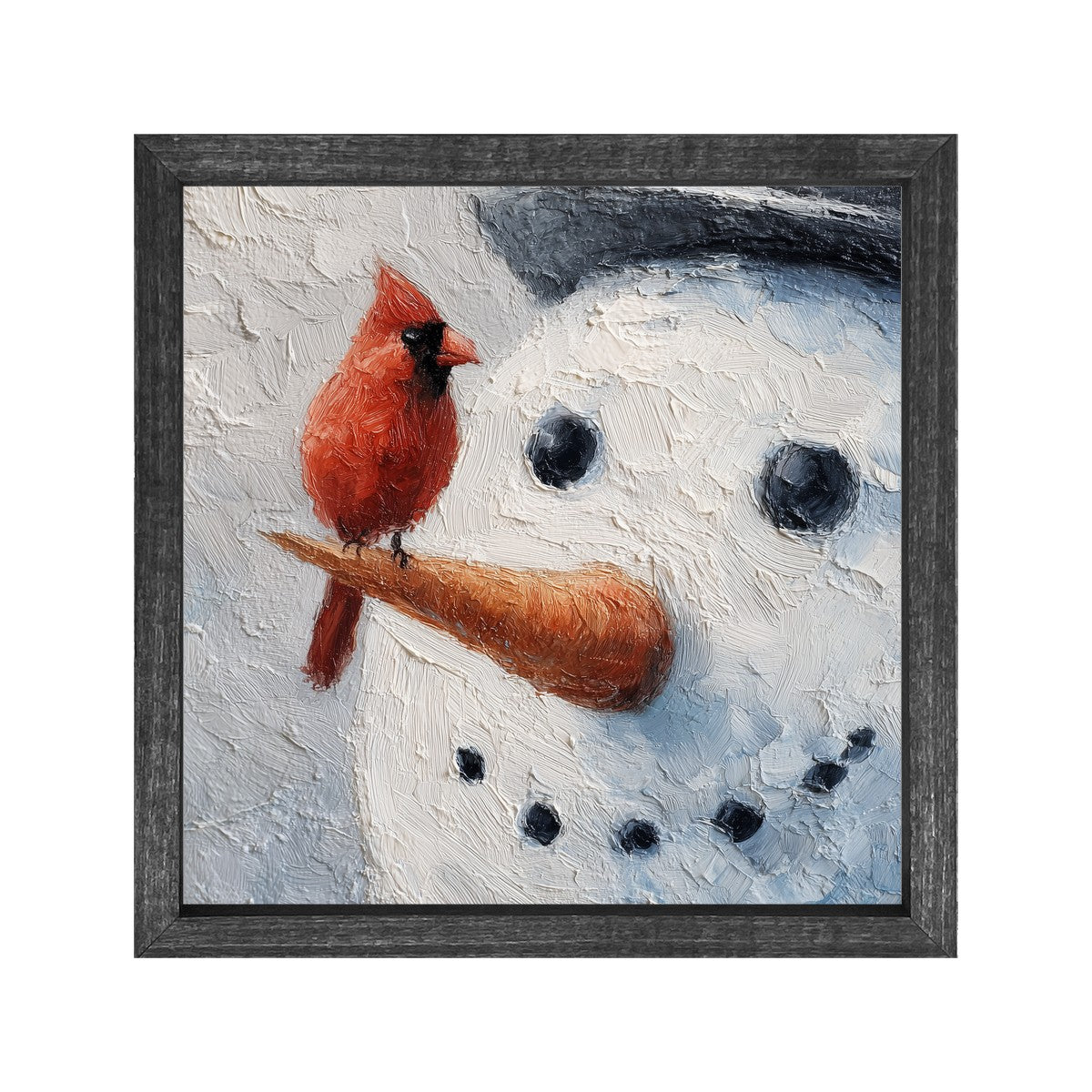 Cardinal and Snowman Close-up - Square Frame