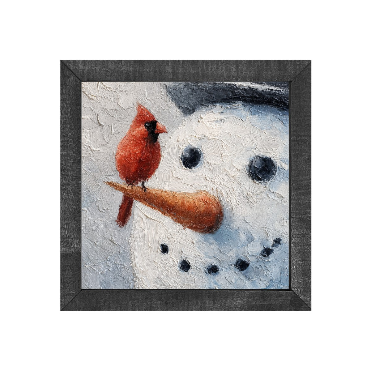 Cardinal and Snowman Close-up - Square Frame
