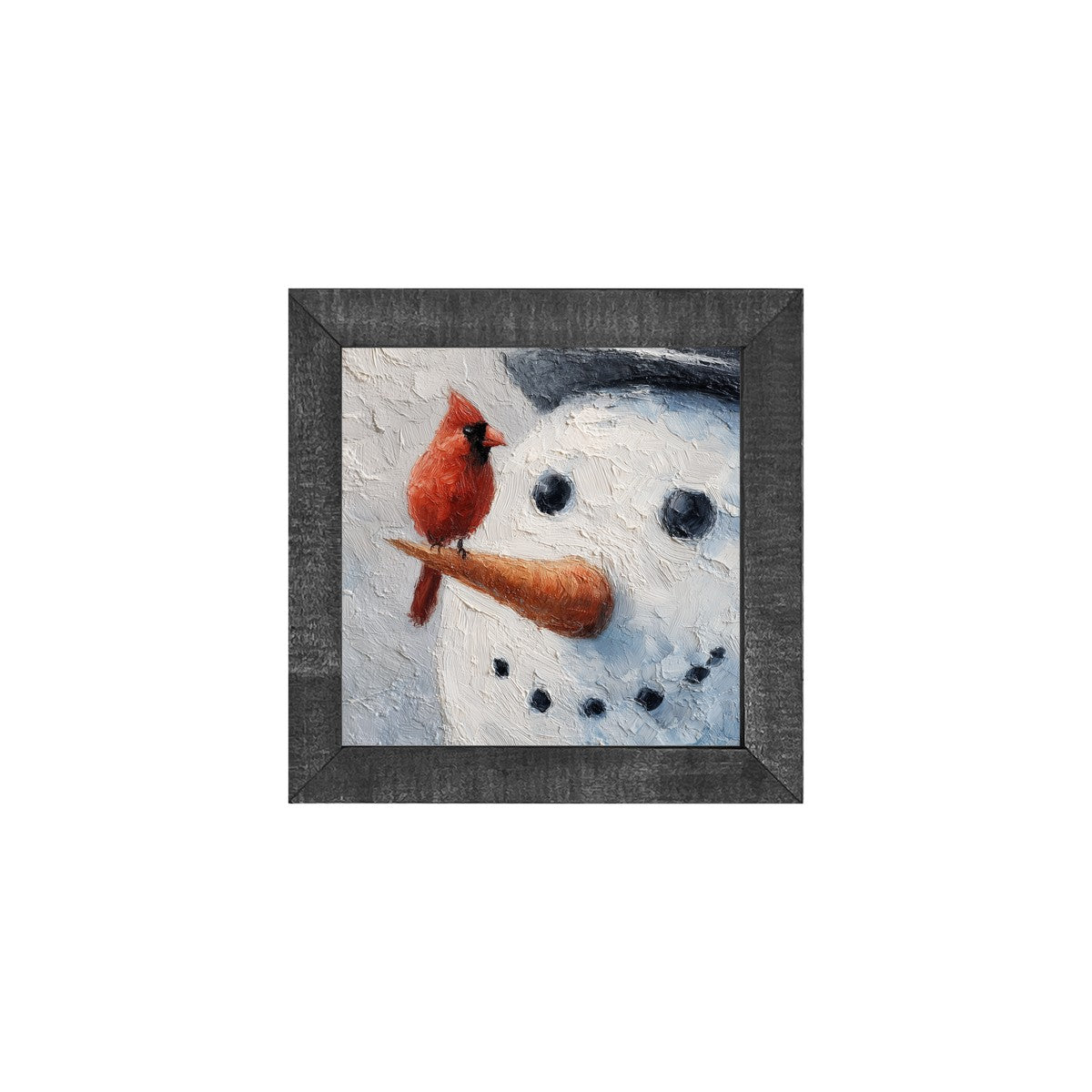 Cardinal and Snowman Close-up - Square Frame