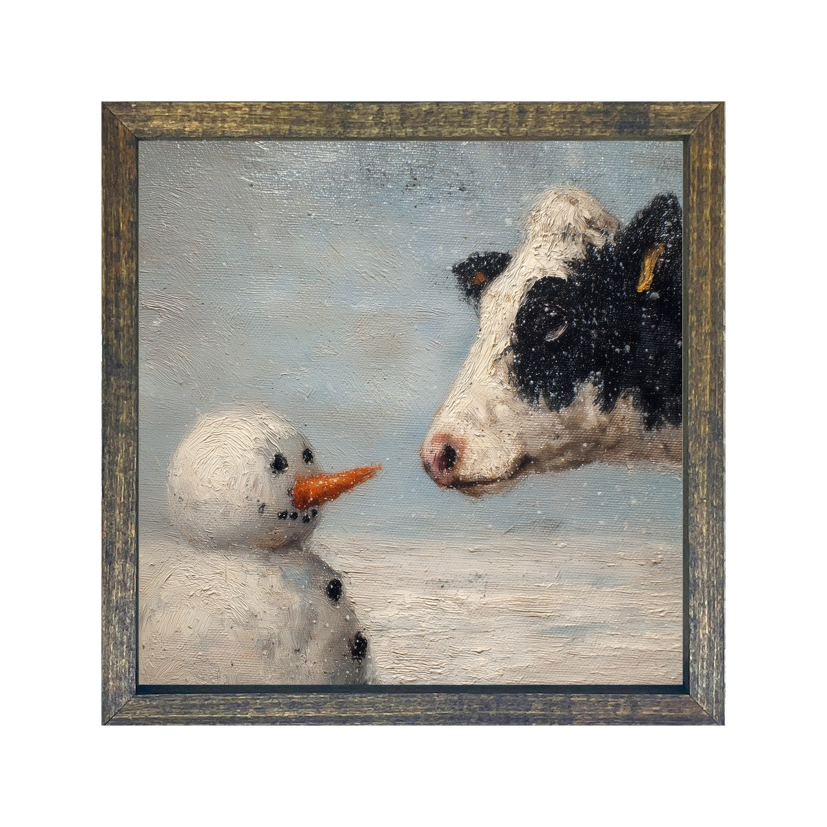 Snowman and Cow - Square Frame
