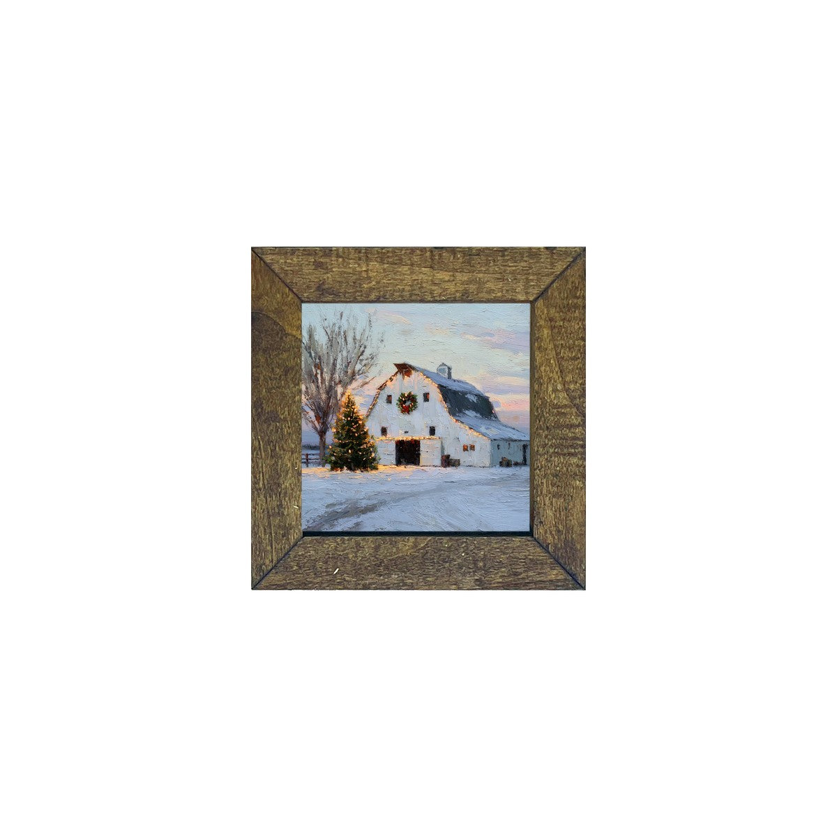 Christmas in the Country - White Barn - Square Frame