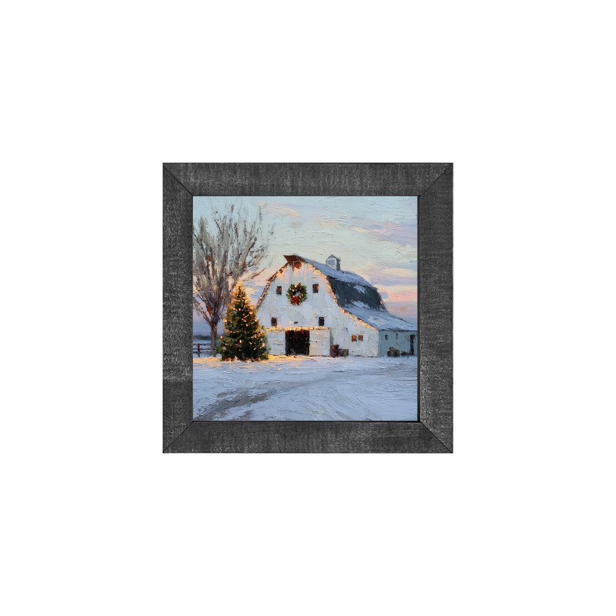 Christmas in the Country - White Barn - Square Frame