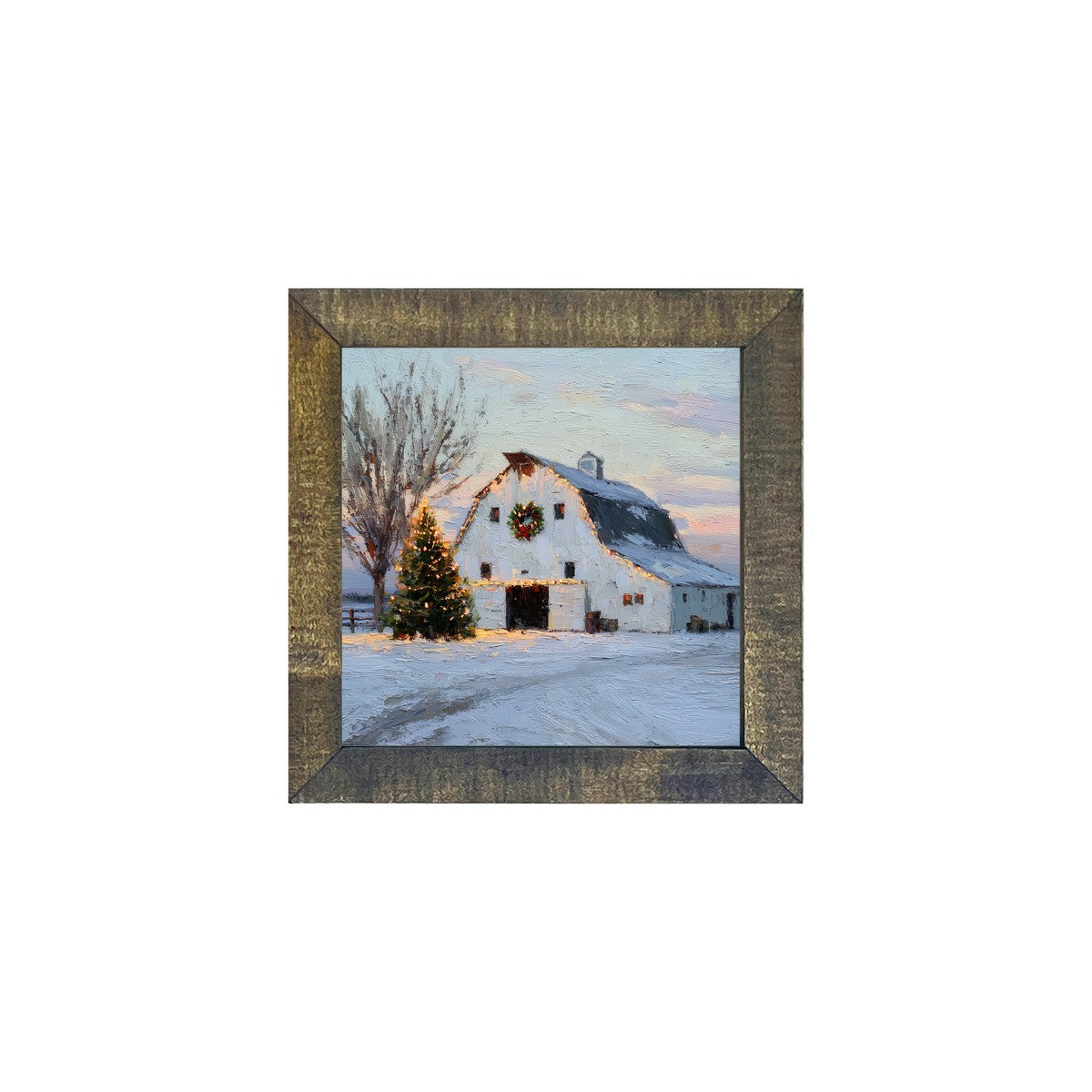 Christmas in the Country - White Barn - Square Frame