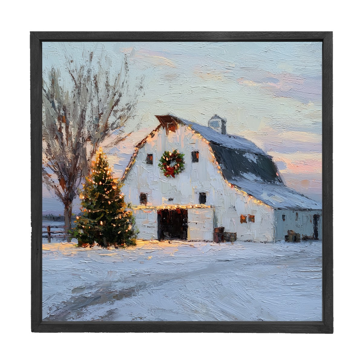 Christmas in the Country - White Barn - Square Frame