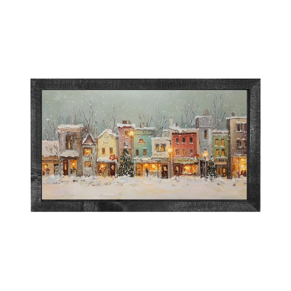 Snowy Village - Street Lights - Horizontal Frame