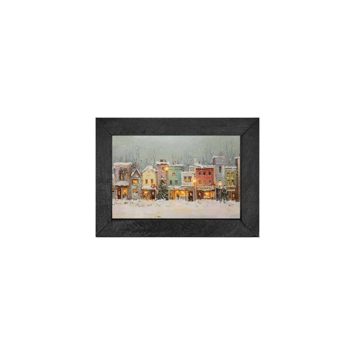 Snowy Village - Street Lights - Horizontal Frame