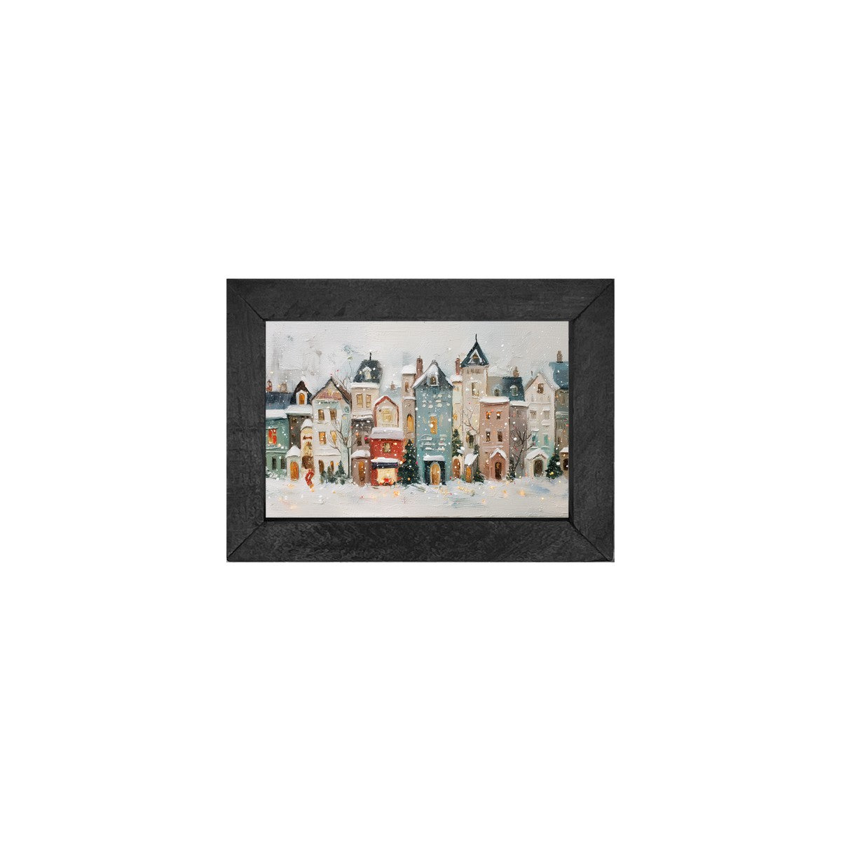 Snowy Village - Cozy Neighborhood - Horizontal Frame