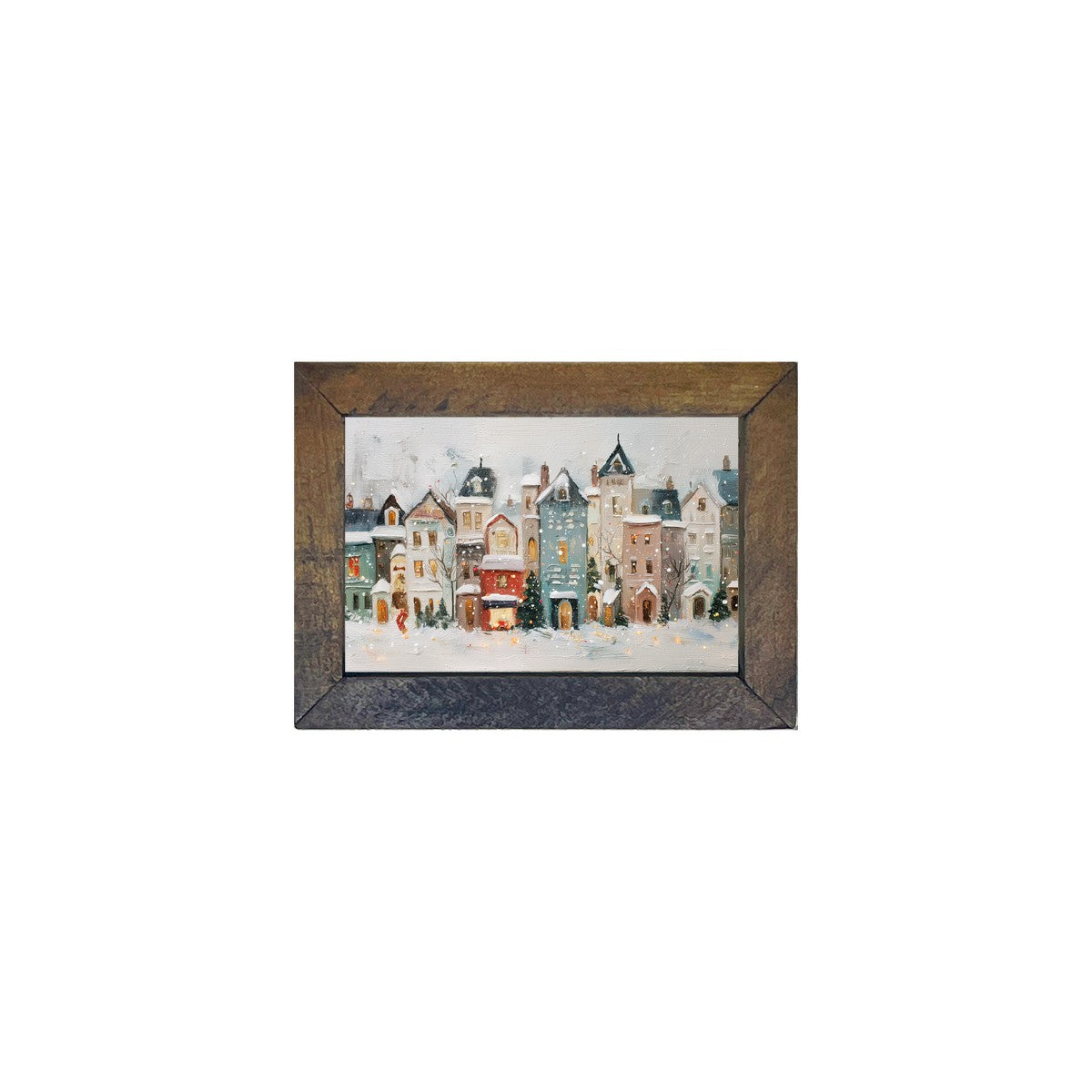 Snowy Village - Cozy Neighborhood - Horizontal Frame