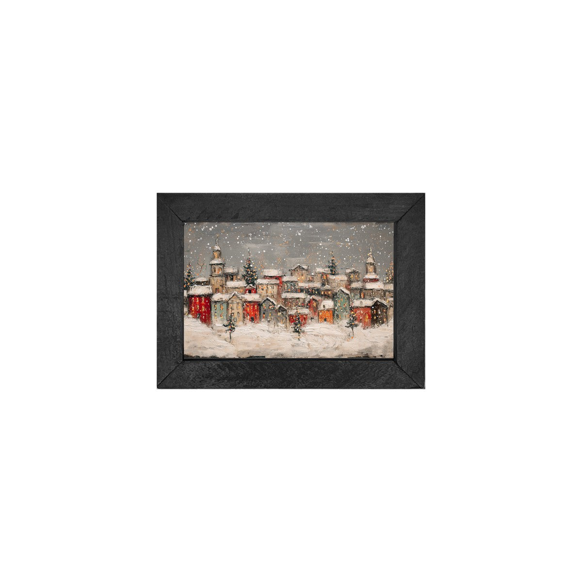 Snowy Village - Christmas Trees in the Village - Horizontal Frame