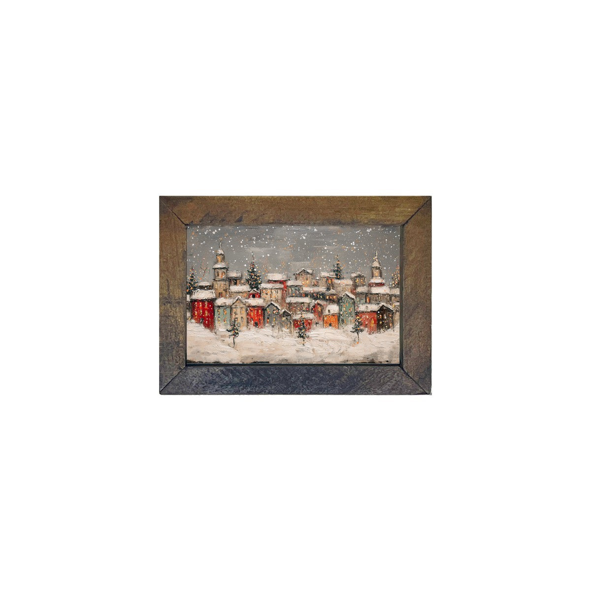 Snowy Village - Christmas Trees in the Village - Horizontal Frame