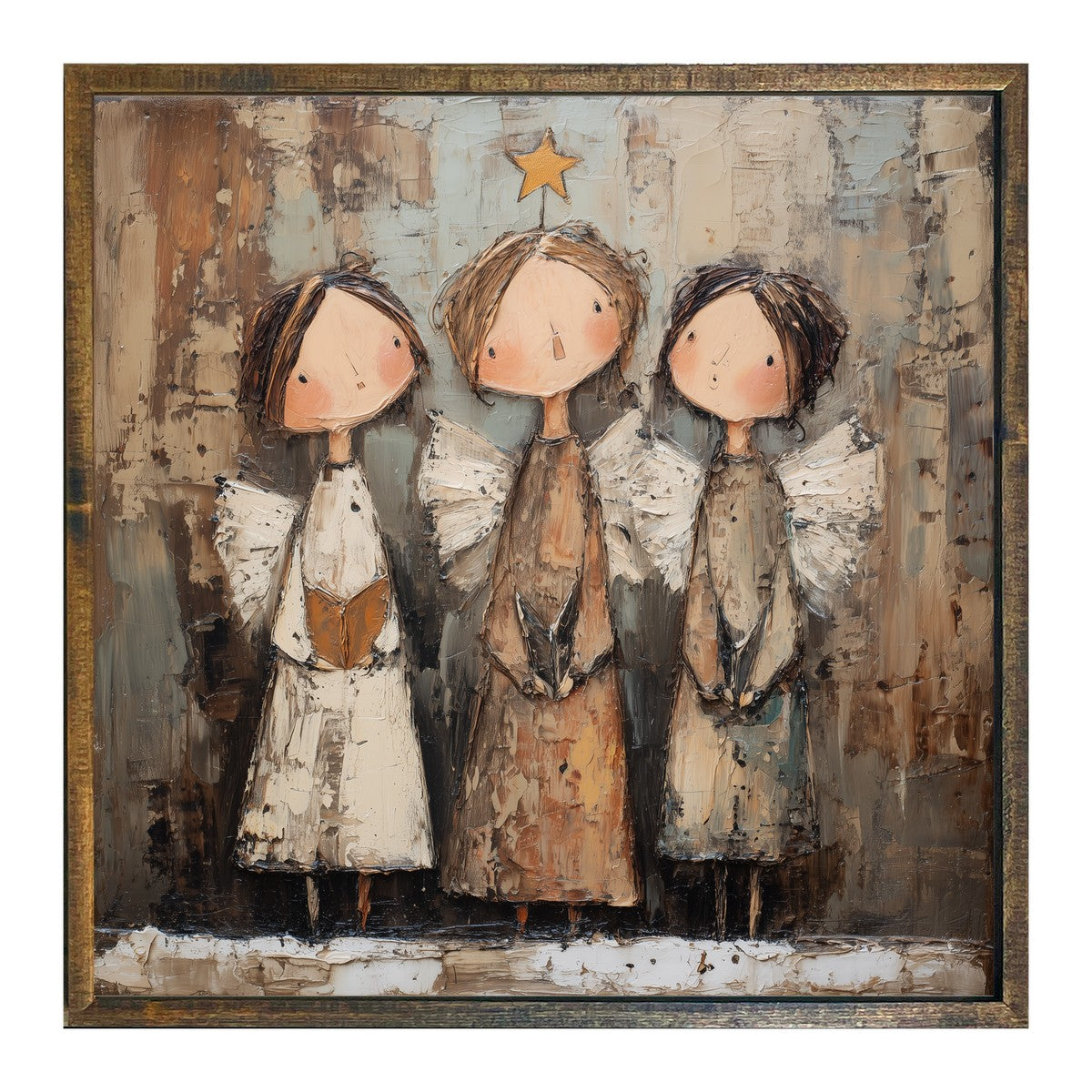 Three Rustic Angels - Square Frame