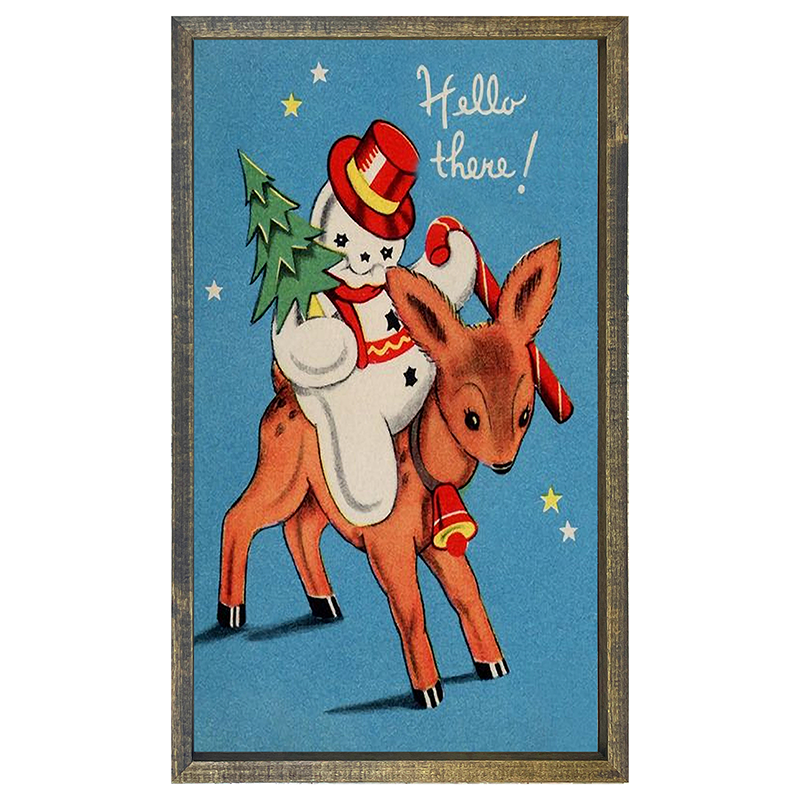 vintage snowman on reindeer