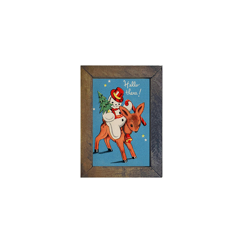 vintage snowman on reindeer