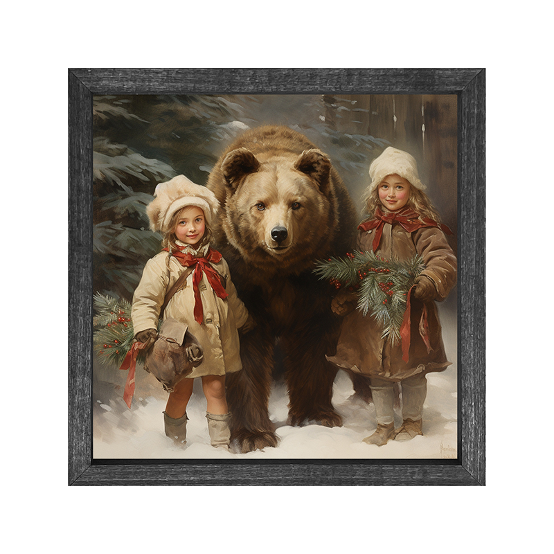 Christmas bear with girls