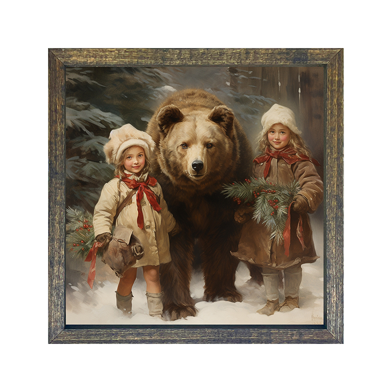 Christmas bear with girls