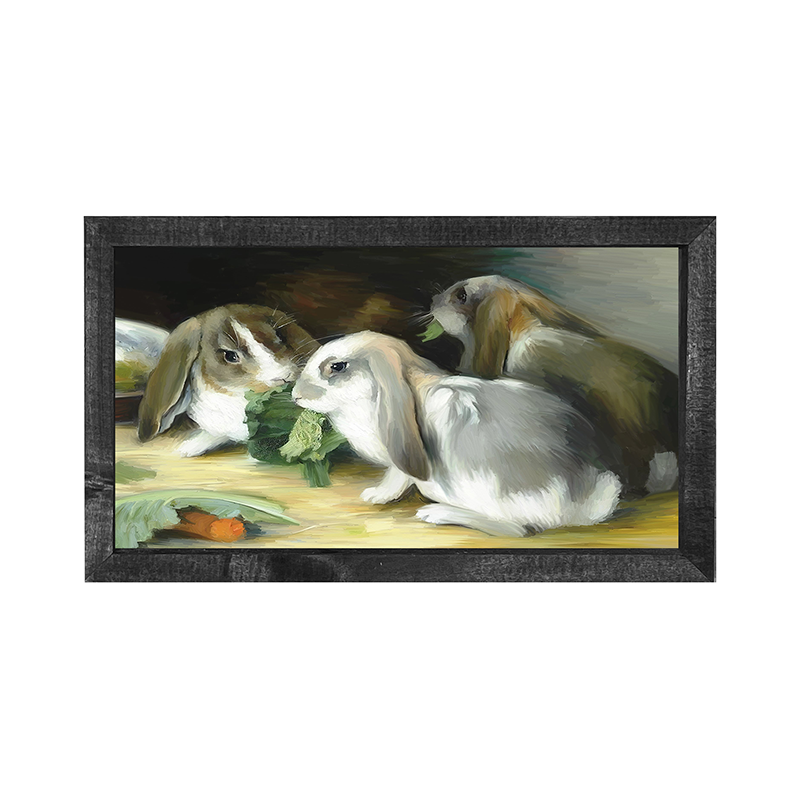 Bunnies eating cabbage