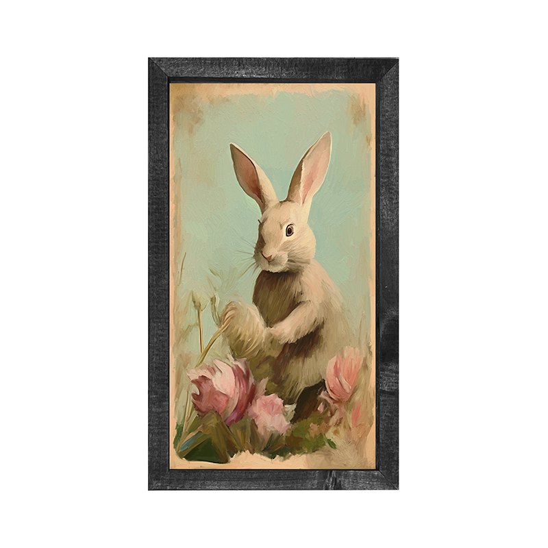 Pastel bunny in field-Vertical Frame