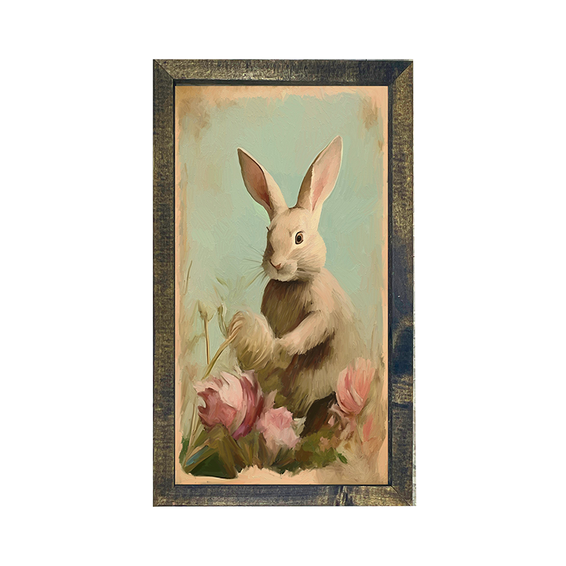 Pastel bunny in field-Vertical Frame