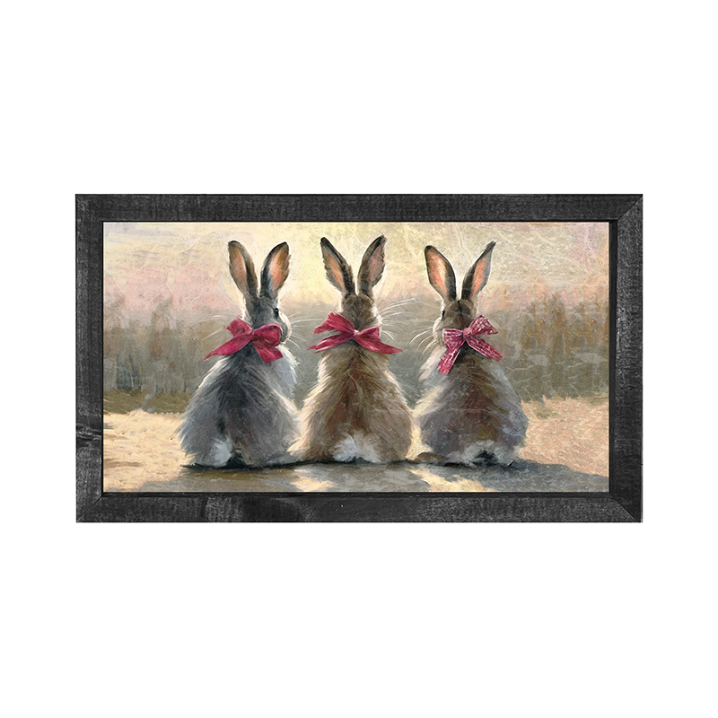 Pink-Bowed Bunnies - Horizontal Frame
