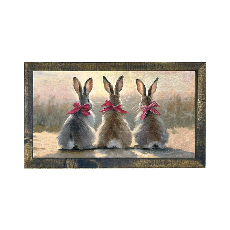 Pink-Bowed Bunnies - Horizontal Frame