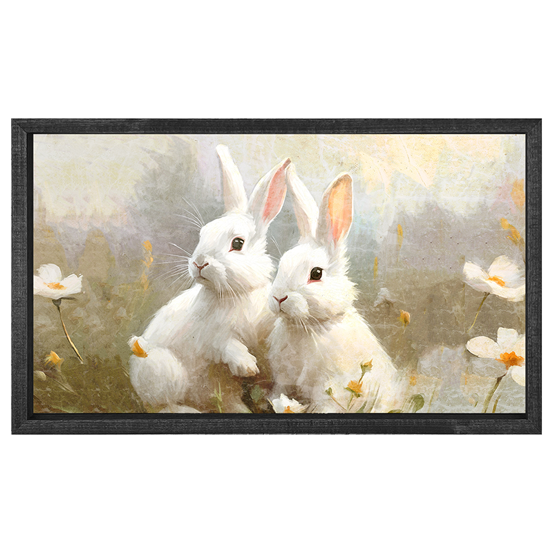 Bunnies in a meadow - Horizontal Frame