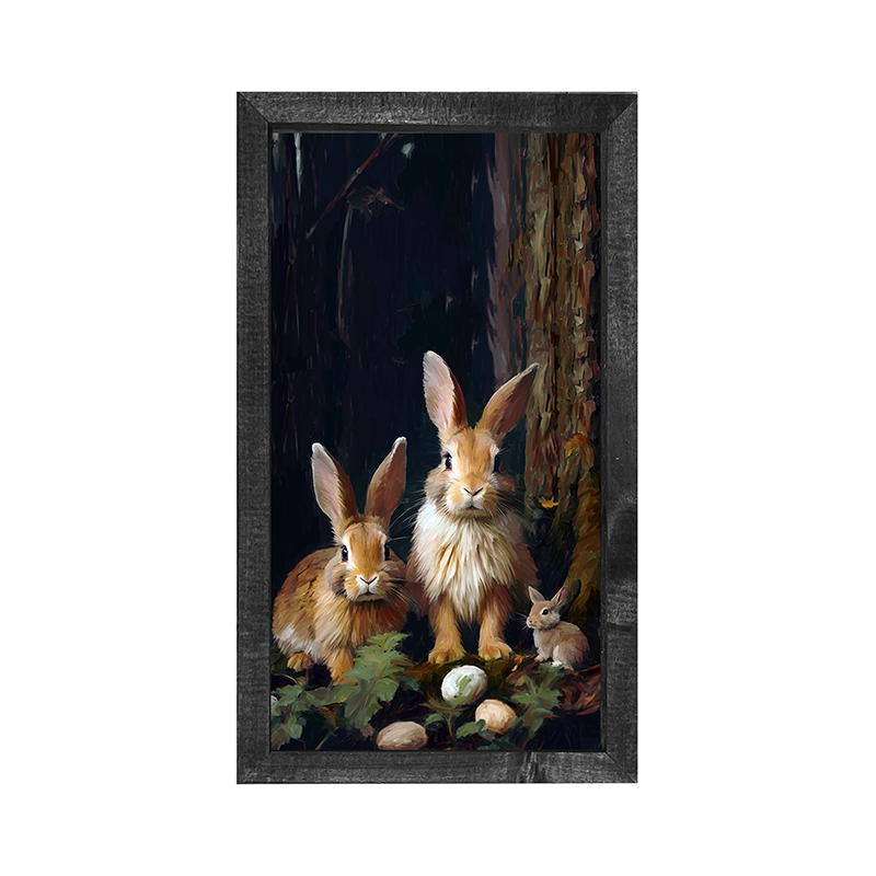 Bunnies with eggs - Vertical Frame