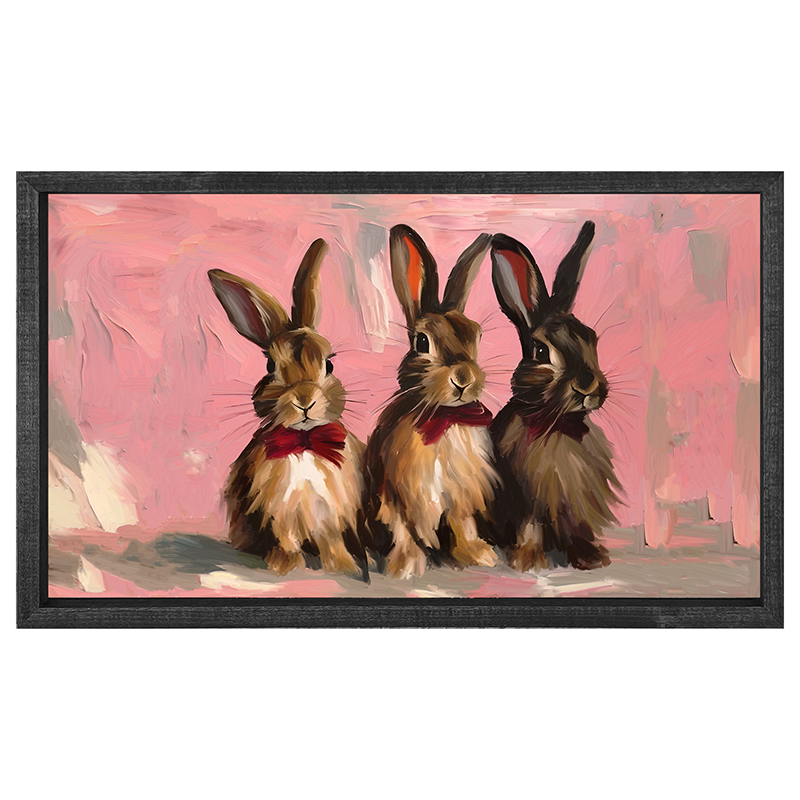 Bunnies in Pink Bows - Horizontal Frame