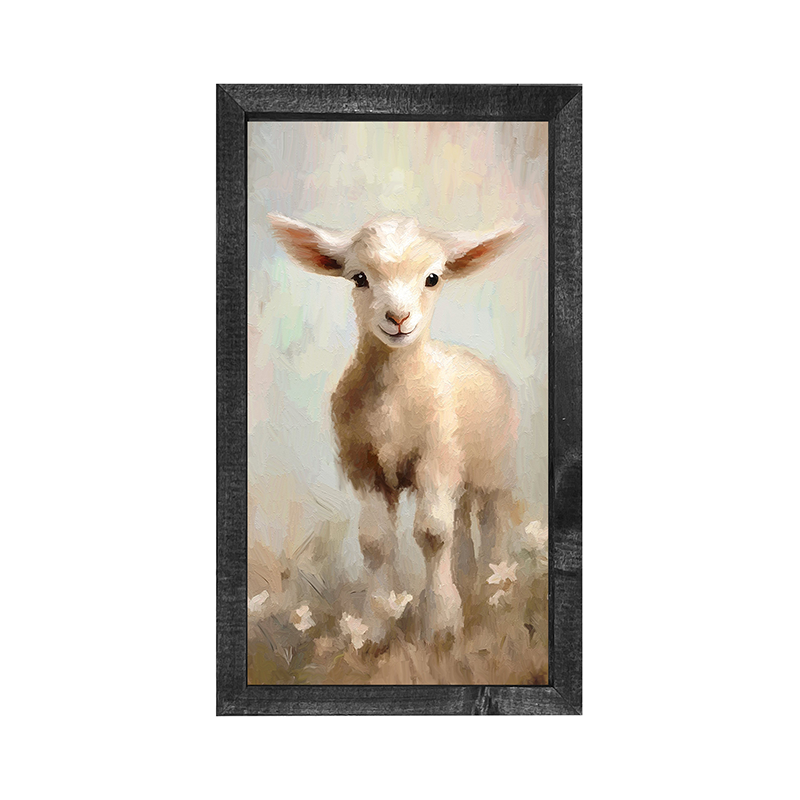 In the Meadow with Little Lamb - Vertical Frame
