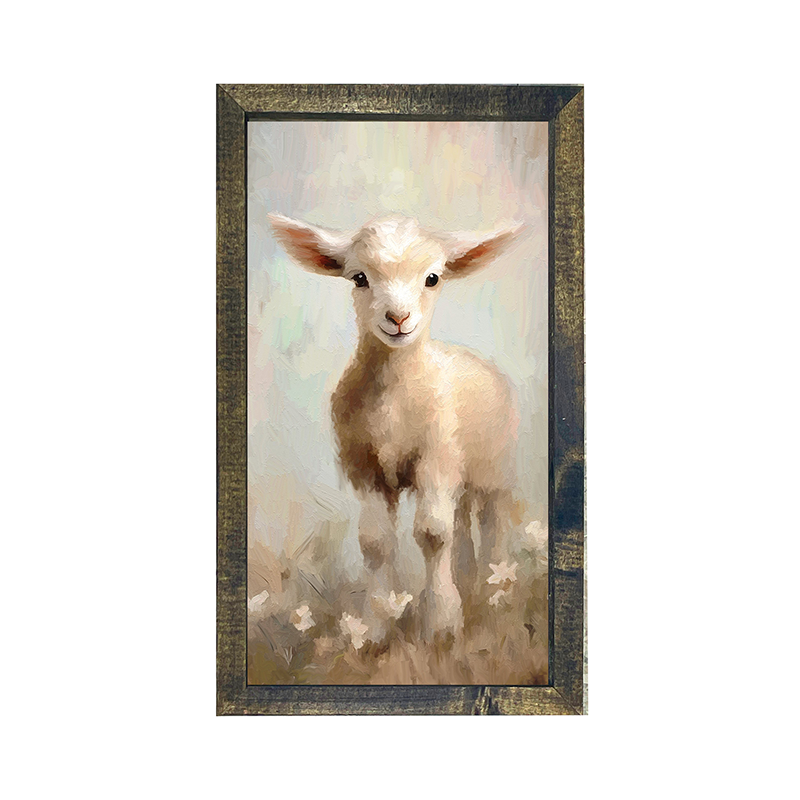 In the Meadow with Little Lamb - Vertical Frame