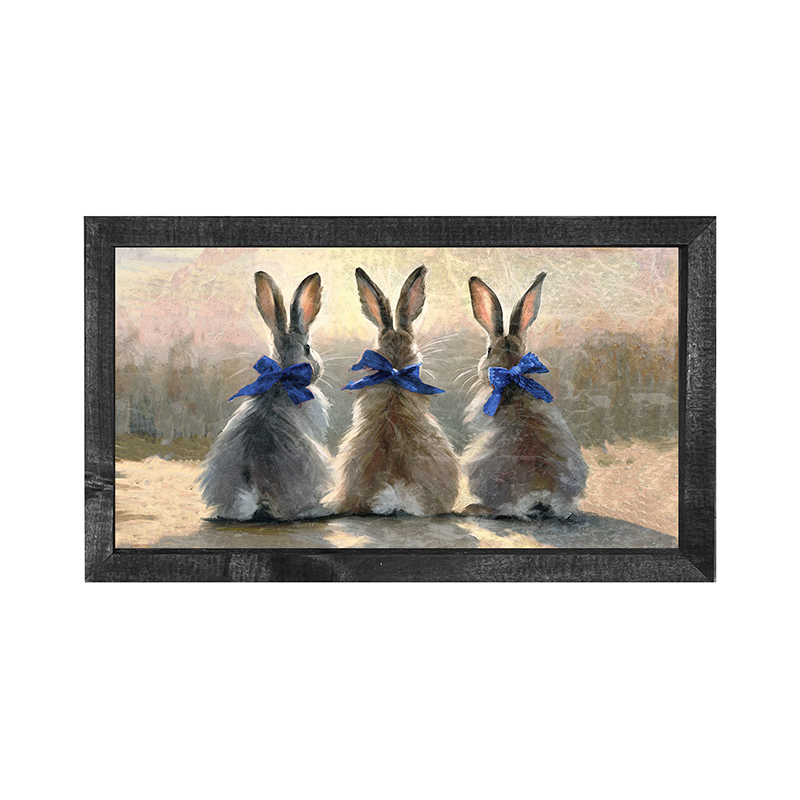 Bunnies with Blue Bows - Horizontal Frame