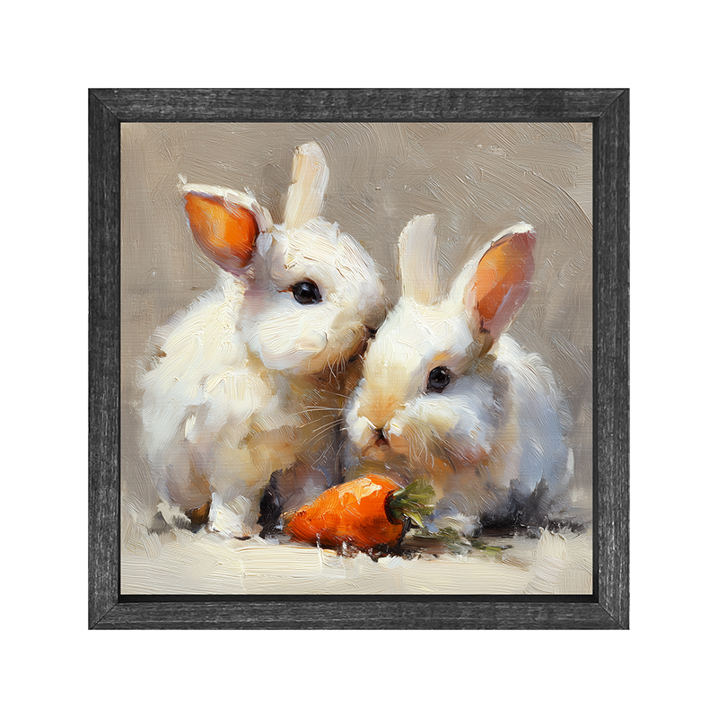 Two Bunnies with Carrot