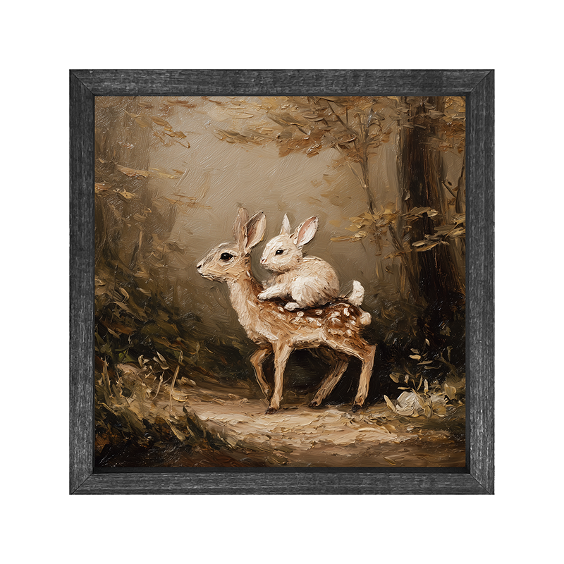 Bunny on Deer in Forest
