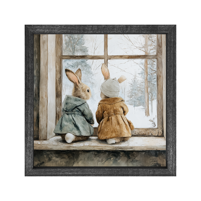 Bunnies Watching a Snowfall