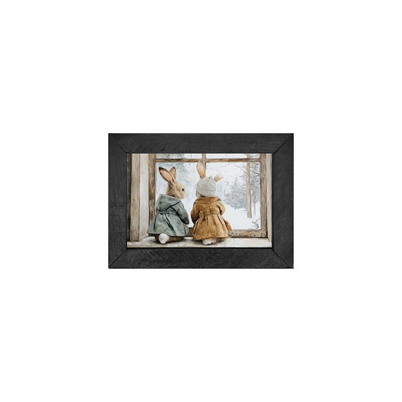 Bunnies Watching a Snowfall - Horizontal Frame