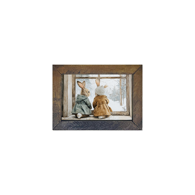 Bunnies Watching a Snowfall - Horizontal Frame