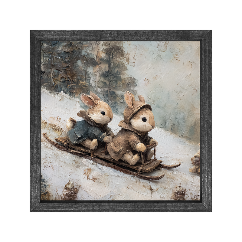 Bunnies Sledding
