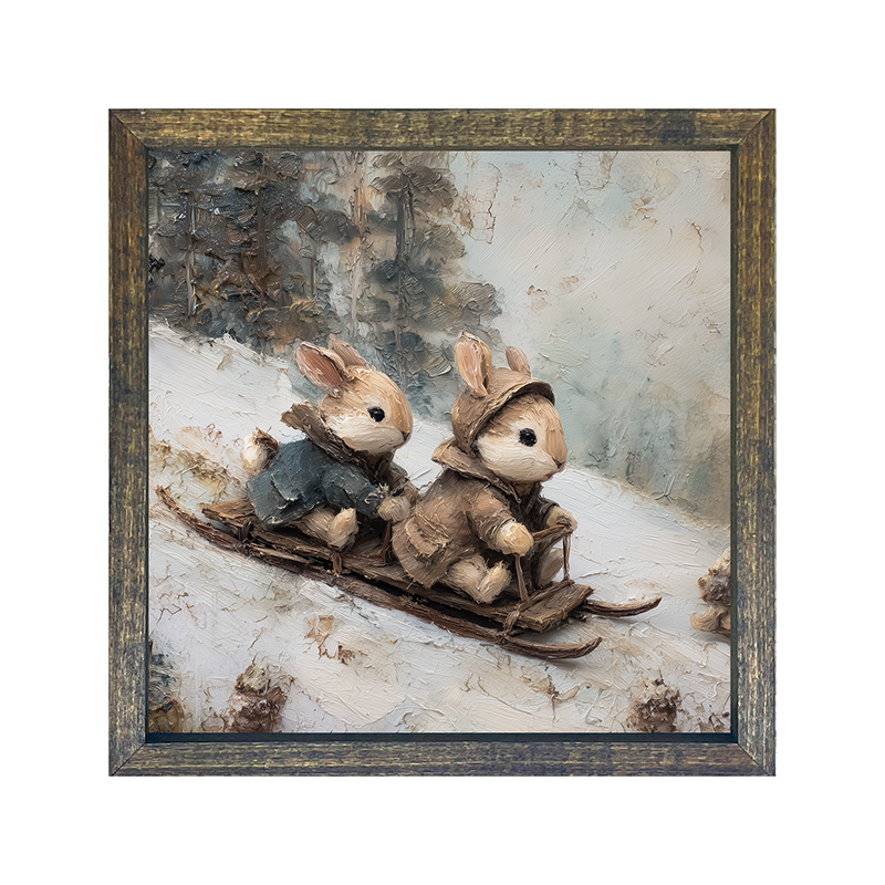 Bunnies Sledding