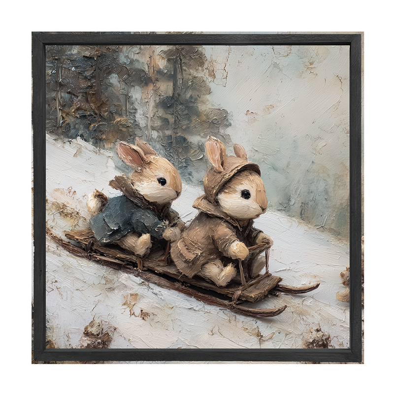 Bunnies Sledding