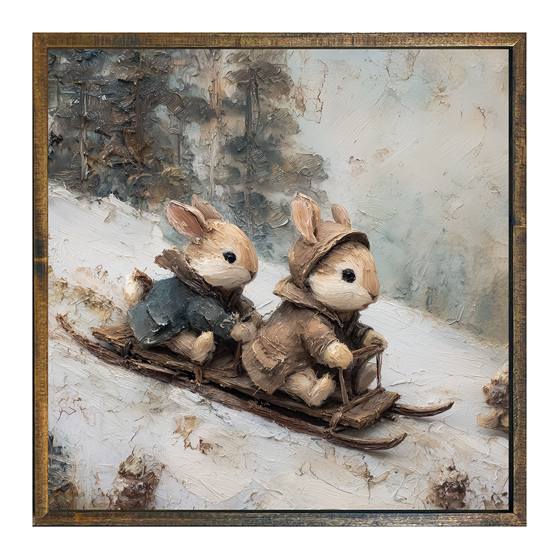Bunnies Sledding