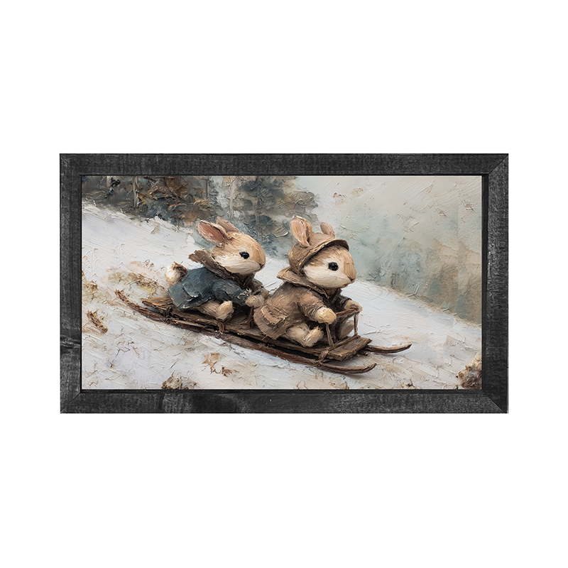 Bunnies Sledding - Horizontal Frame