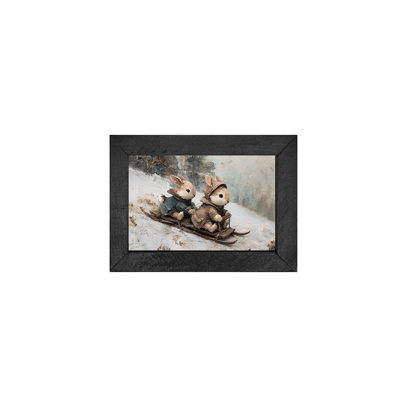 Bunnies Sledding - Horizontal Frame