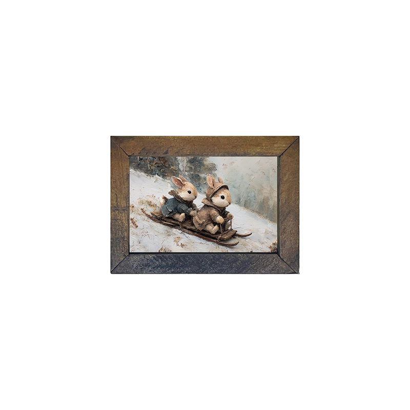 Bunnies Sledding - Horizontal Frame