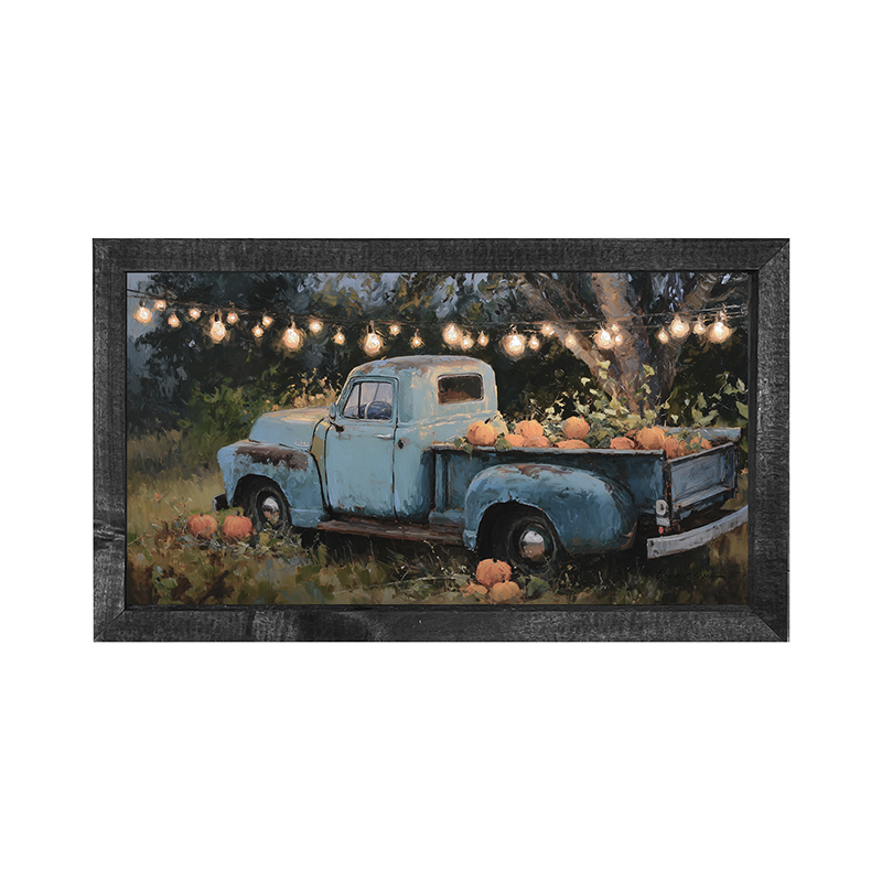 Blue Truck with Pumpkins - Horizontal Frame
