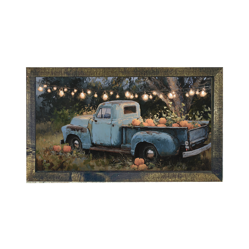 Blue Truck with Pumpkins - Horizontal Frame
