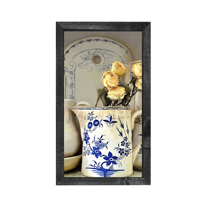 Yellow Roses in vase-Vertical Frame