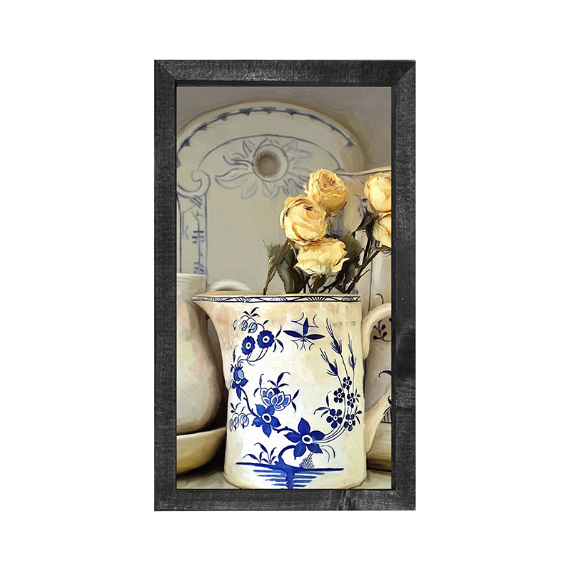 Yellow Roses in vase-Vertical Frame
