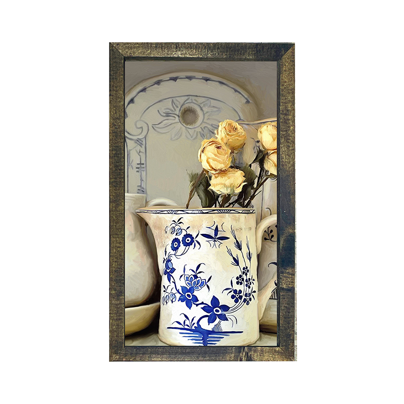 Yellow Roses in vase-Vertical Frame
