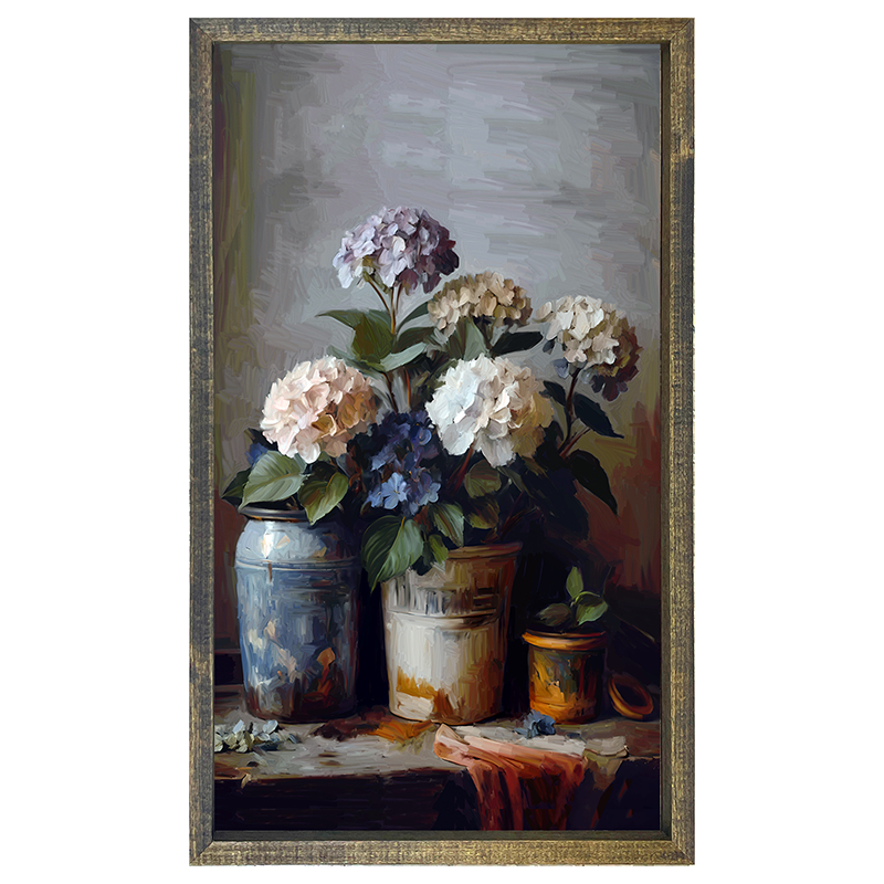Rustic Hydrangeas - Vertical Frame